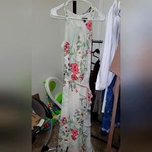 Floral long dress short sleeves